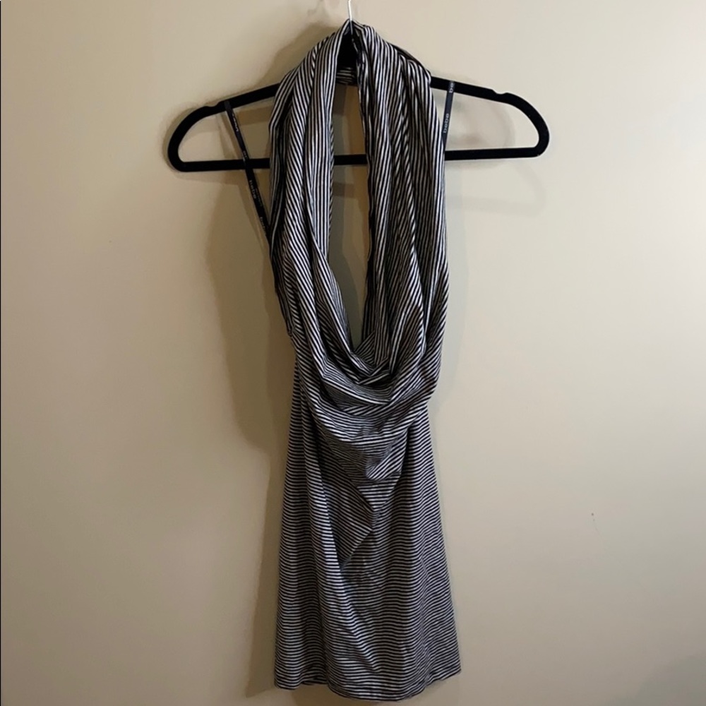 Halter backless striped dress